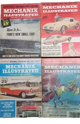 Lot Of 4 Vintage Mechanix Illustrated Magazine From 1950's + Bonus Book! • $21.50