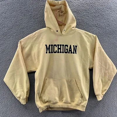 VINTAGE Michigan Wolverines Hoodie Men Extra Large Yellow Football Made USA 90s • $24.99