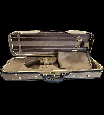 Luxury Euro-Style 4/4 Violin Case Oblong Brown/Faux Suede/Tan Wood Case Strong • $139.99