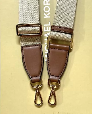 34”-56” Michael Kors Gold Luggage Khaki Canvas Handbag Shoulder Crossbody Strap • $44.99