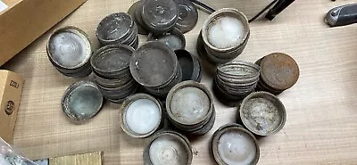 Vintage Zinc Ball Canning Jar Lids With Milk Glass Inserts Regular Mouth • $30
