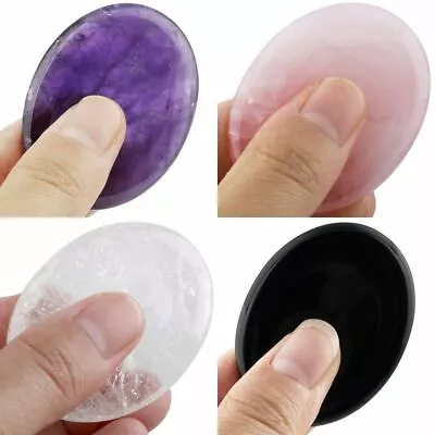 Healing Crystal Oval Thumb Worry Stone Pocket Palm Stone Chakra Reiki Meditation • $7.99