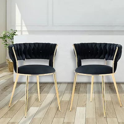 Set Of 2 Dining Chair Velvet Upholstered Kitchen Dining Chair With Metal Legs • $209.99