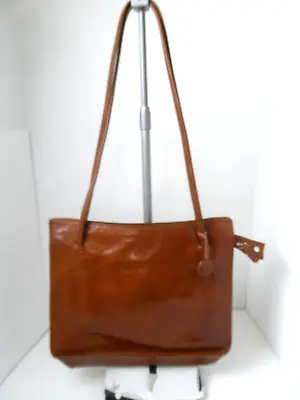 Vtg. MONSAC ORIGINAL Brown Leather Shoulder Bag Double Handle Purse 13 X10 X3.5  • $29.99