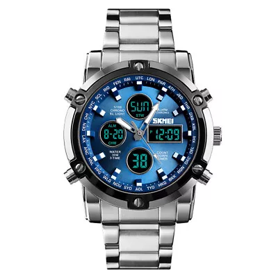 SKMEI Mens Wristwatch Waterproof Military Analogue Digital Watches Chronograph • £16.29