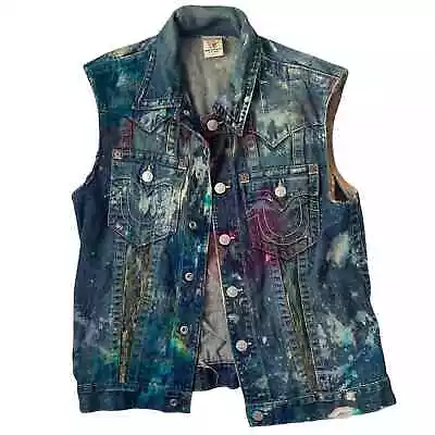 Tye Dyed Denim Vest L • $75