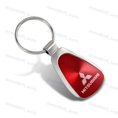 Mitsubishi Red Tear Drop Authentic Chrome Key Fob Keyring Keychain Tag Lanyard • $15.95