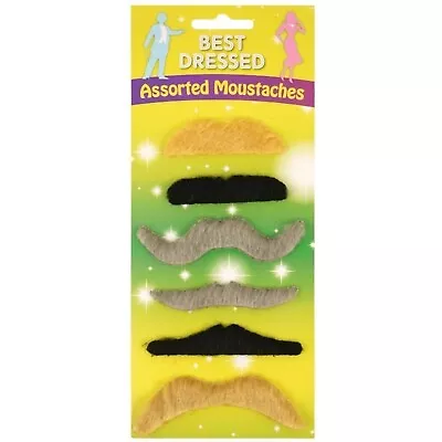 Stick On False Moustaches Classic Moustache Vintage Fancy Dress Up Hen Party UK • £2.94