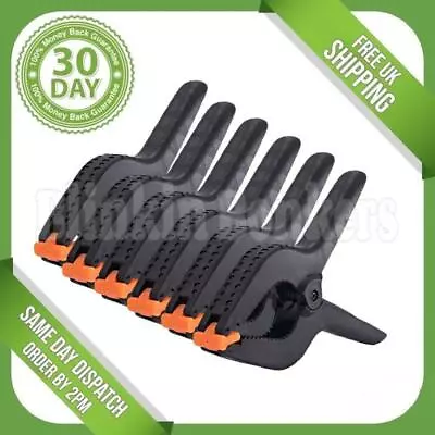 6 X Large 6'' Plastic Spring Clamps Market Stall Tarpaulin Cover Grips Clips Diy • £7.69