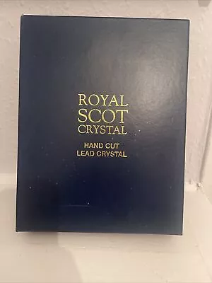 BEAUTIFUL ROYAL SCOT HAND CUT LEAD CRYSTAL CHAMPAGNE FLUTES X 2 - NEW BOXED • £12.99