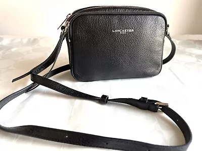 LANCASTER Paris MADEMOISELLE ANA Black Leather Mini Crossbody Bag Purse Small • $44.95