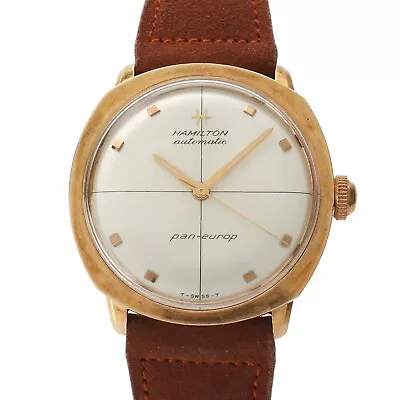Vintage Hamilton Pan Europ Automatic Gold Tone Swiss Made Wrist Watch 33.5mm • $247.50