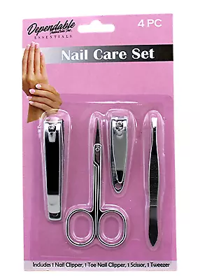 4 Piece Nail Care Set Includes Clippers Tweezer & Cuticle Scissor Stainless • $6.99