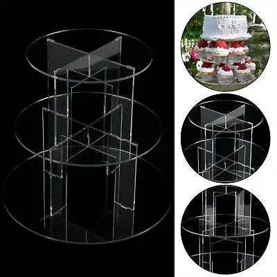 £13.49 • Buy 3 Tier Level Round Cupcake Stand Dessert Clear Acrylic Display Cake Stand UK