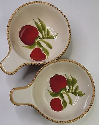 Lot/Set 2 Bowl/Soup Serving Dish Handle Alco Industries Apple Basket Weave Stone • $12.29