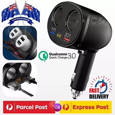 Dual Car USB Charger LCD Cigarette Lighter Socket Splitter 12-24V Power Adapter • $16.99