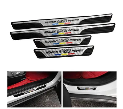 4x Car Door Sill Protector Sticker Emblem Strip Mugen Black Silver For Honda • $65.99