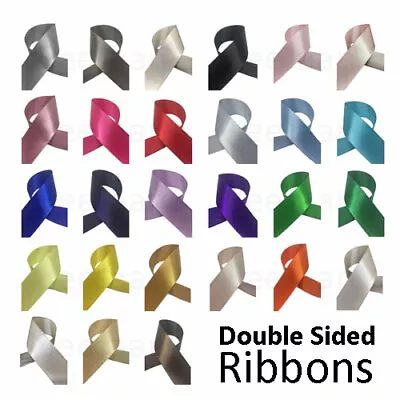 £7.95 • Buy Satin Ribbon Rolls Reels 3mm 7mm 9mm 15mm 25mm 38mm Width Double Sided 25/50M