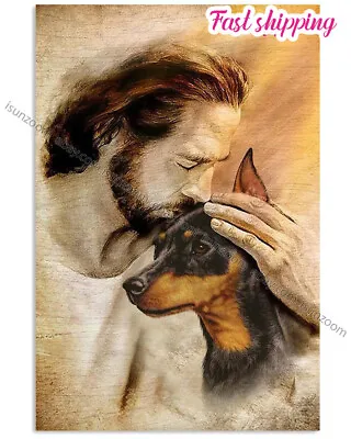 $15.52 • Buy God Miniature Pinscher Poster Jesus Kiss Forehead Lovely Miniature Pinscher P...