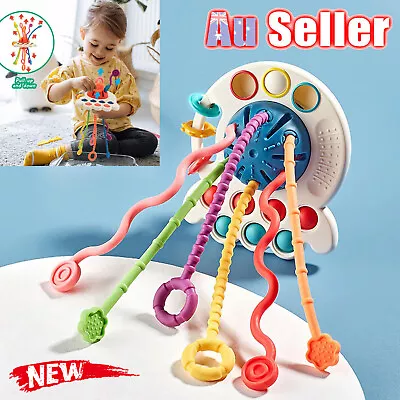 3 In 1 Montessori UFO Silicone Pulling Toys 0-3 Years Old Teeth Toys AU • $19.48