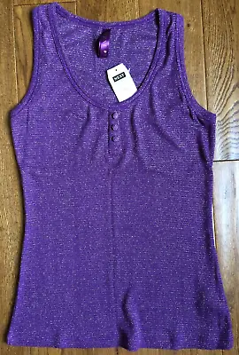 Nwt Next Purple & Gold Sparkle Vest Top - Size 12 • £19.78