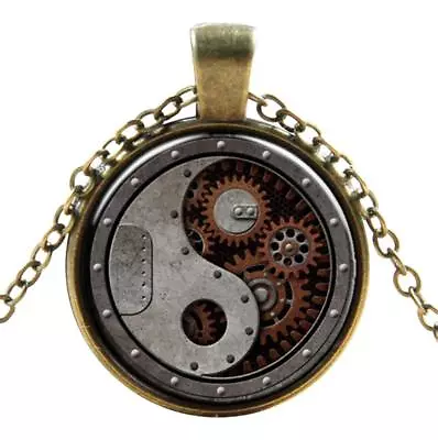 Yin And Yang Style Steampunk Necklace Pendant Victorian Punk Vintage Jewellery • £7.50