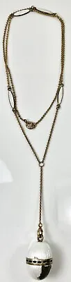 Antique Sterling White Enamel Vinaigrette Necklace Pendant (c206b) • $194.99