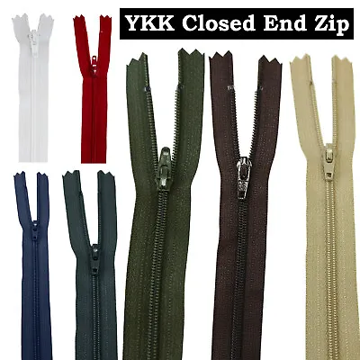 YKK CLOSED ENDED ZIPS Metal Teeth Zipper DIY For Handbags Sewing Crafts Purses • £3.49