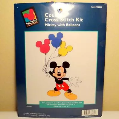 Disney Mickey Mouse WIth Balloons Cross-Stitch Kit #36001 Unlimited New Open Pkg • $14.24