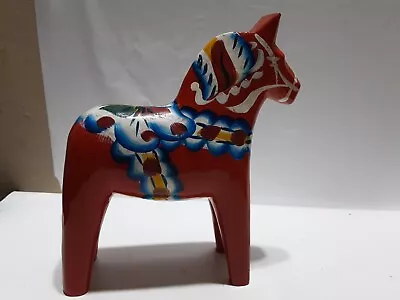 Vintage Swedish Red Dala Horse Figurine Nils Olsson Akta Dalahemslojd 5.5  Tall • $13