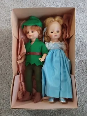 Set Of 2 Vintage 13  Mme Alexander Dolls Peter Pan & Wendy #1410 Original Box • $49.95