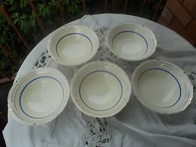 5 Vintage Grindley Cream Petal Creampetal Bowls Blue And Gold • $18