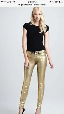 Sexy New J Brand Gold Metallic Super Skinny Denim Style Leggings NWT $238 S 23 • $89.99