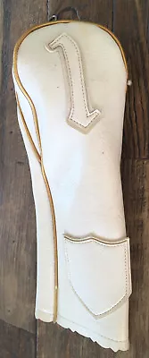 Vintage White Leather Gold Trim #1 Golf Head Cover • $14