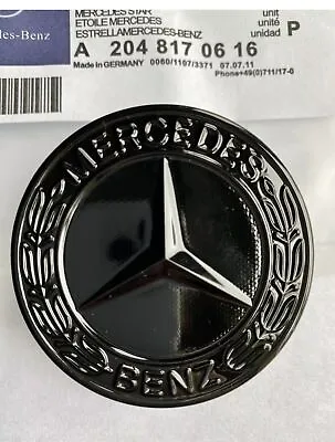 For Mercedes Benz Sport Gloss Black Bonnet Badge - 57mm - C E S Clk Amg Class Uk • £7.99