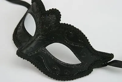 Masquerade Mask Ball Masks Stag Party Fancy Dress Venetian Black Cat Eye Face • £5.97