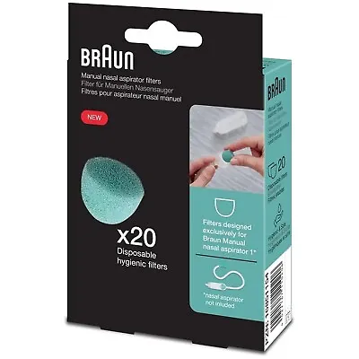 Braun Manual Nasal Aspirator 1 Filters 20 Disposable Hygienic Filters BNF020EU • £8.99