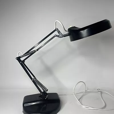 Vintage Luxo Magnifier Lamp Grey Articulated Arm 118 Volt Drafting Table READ • $167.97