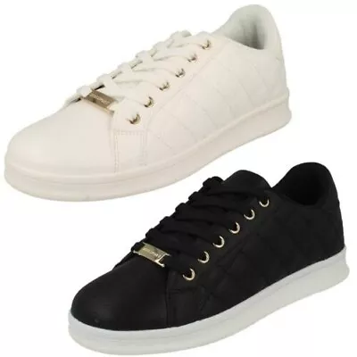 Ladies ELLE SPORT Everyday Casual Shoes Lace Up Quilted Detailed Trainers F7R207 • $57.77