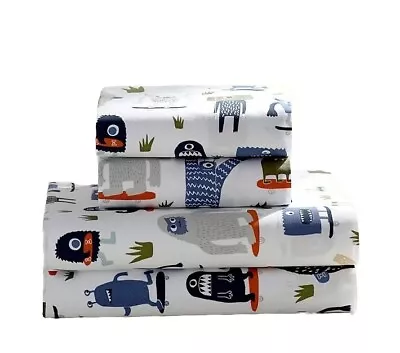 Pottery Barn Kids Boy Monster Skateboard FULL Pillowcase Fitted Flat Sheet Set • $84.99