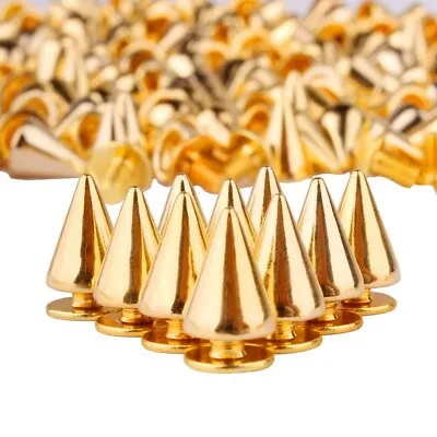 $14.99 • Buy 200 Sets/Pairs 9.5mm Gold Cone Spikes Screwback Studs DIY Craft Cool Rivets Punk