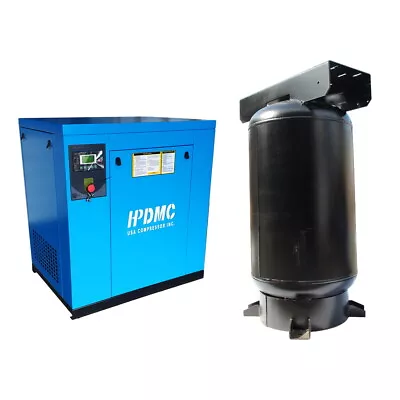 230V 3 Phase 20HP Rotary Screw Air Compressor 81cfm With 80 Gal ASME Coded Tank • $4969