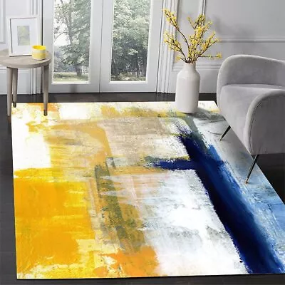 4x6 Yellow Blue Modern Abstract Rug For Livingroom Bedroom Art Decor Floor Rug • $80.99