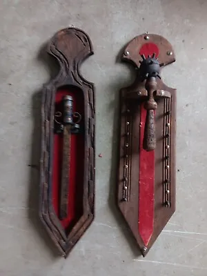 Vintage Old Wall Hanging Medieval Castle Weapon Warrior Mace And Sword Set Rare • $150