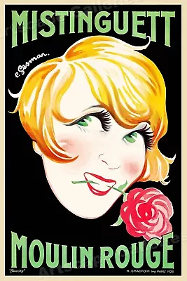 1920s French Art Personality Poster - Mistinguett Moulin Rouge - 24x36 • $25.95