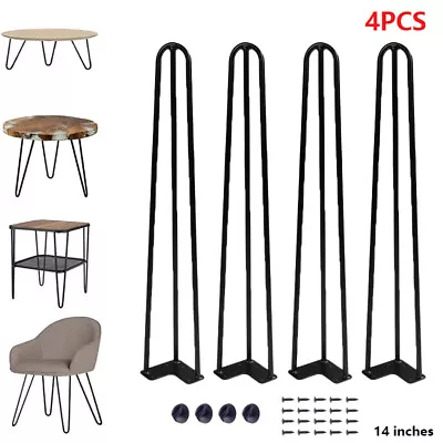Hairpin Legs Hair Pin Legs Set For Furniture Desk Table 14  Carbon Steel-10mm • £13.99