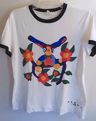 2012 MARNI X H&M Collection T-SHIRT Applique Embroidered Flower & Character M • £36.41