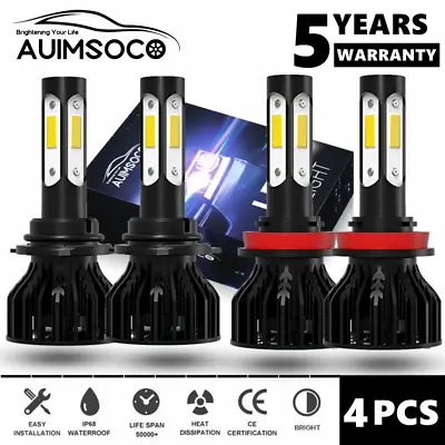 4x 9005+H11 LED Headlight Combo High Low Beam Bulbs Kit Super White Bright Lamps • $39.99