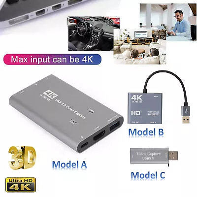 4K HD Video Capture Card USB3 Game Recorder Capture Card Loop-Out Plug & Play UK • £20.29