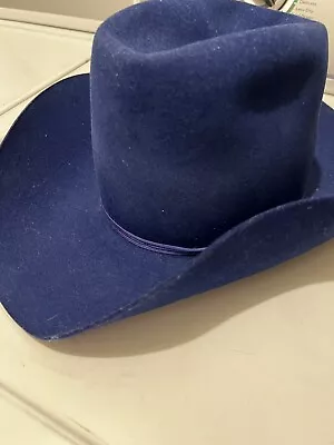 Vintage American Hat Co Blue Cowboy Hat Maxi Felt Wool 6 7/8 • $15